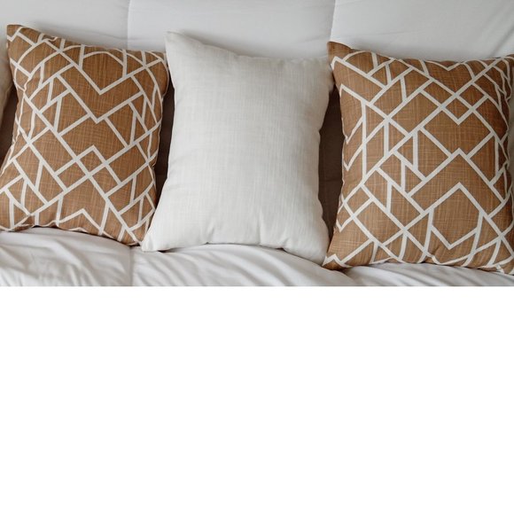 Decorative Pillow by Fancy Shams, Geometric White on Spicy Tan, Made-to-Order - Picture 4 of 6